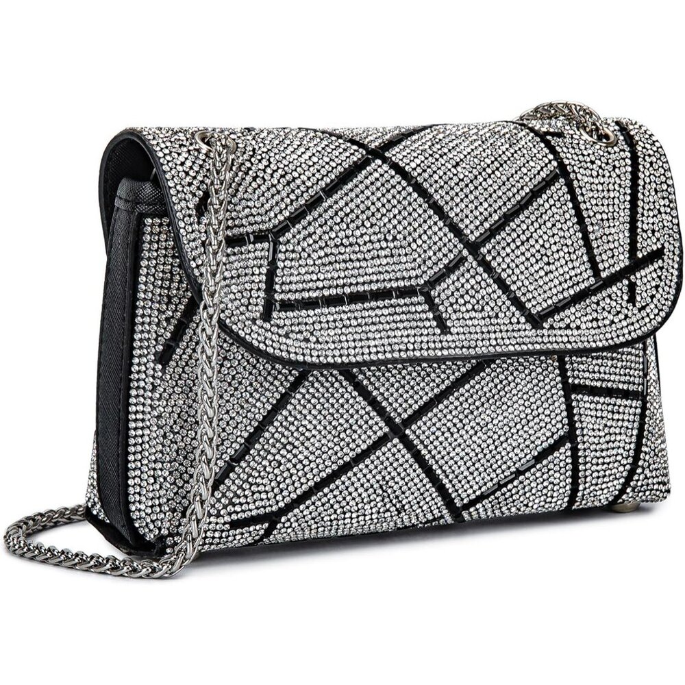 〽️Women Black Shoulder Crossbody Handbags Crystals Rhinestone Evening Bag